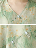 Women's Chinese Style V-Neck Double-Layer Floral Shirts