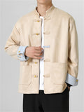 Men's Four Leaf Clover Metallic Button Contrast Color Suede Jacket