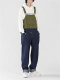 Men's Fashion Leisure Contrast Color Denim Overalls