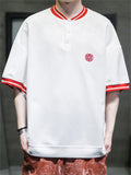 Men's Loose Chic Embroidery Contrast Color T-shirts