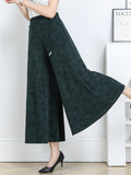 Women's High-Rise Ice Silk Bamboo Floral Pattern Pants