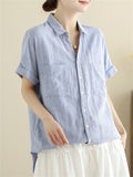 Women's Button Up Striped Skin-friendly Comfy Shirt