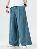 Men's Cotton Linen Loose Mid-waist Trousers