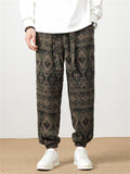 Men's Cozy Ethnic Style Jacquard Ankle-tied Woolen Pants