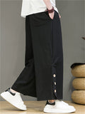 Men's Casual Cotton Linen Drawstring Summer Straight-Leg Pants