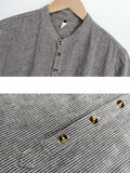 Leisure Natural Cotton Linen Cozy Stripe Shirt for Men