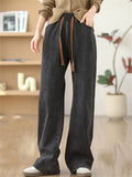 Women's Hot Plush Liner Trendy Black Grey Long Jeans