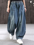 Stylish Cozy Elastic Waist Baggy Jeans for Women