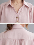 Holiday Cozy V Neck Half Sleeve Loose Shirt for Women