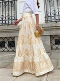 Ethnic Style Print Big Swing A-line Skirts for Lady