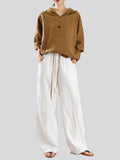 Simple Cozy Cotton Linen White Long Pants for Women