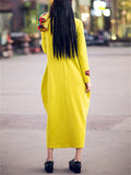 Women's Loose Casual Round Neck Front Slit Dress