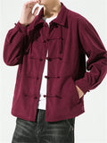 Men's Macaron Color Tassel Button Autumn Lapel Corduroy Shirt