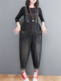 Women's Retro Large Size Jumpsuits Loose Casual Denim Overalls