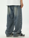 Retro Drawstring Wash Effected Trendy Jeans for Men