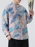 Male Colorful Auspicious Clouds Pattern Long Sleeve Jacket