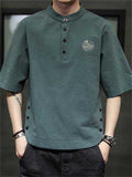 Men's Pure Color Short Sleeve Embroidered T-Shirts