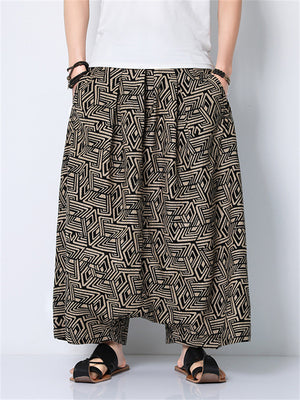 Vintage Graphic Printed Plus Size Pants for Men