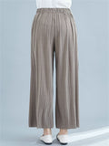 Ladies Solid Color Temperament Wide Leg Pleated Pants