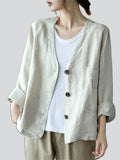 Female Casual Plain Button Up Jacket with Pockets