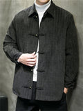 Autumn Corduroy Keep Warm Basic Stripe Jacket for Men