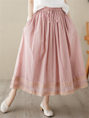 Female Simple Thin Lace Double Layered Lined Skirt