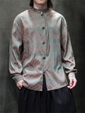 Men's River Cliff Waves Jacquard Chinese Style Shirts