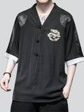 Men's Summer Retro Golden Dragon V Neck Half Sleeve Shirt