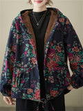 Women's Winter Warm Beautiful Floral Hooded Cotton Coats