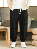 Men's Knot Button Decorative Textured Drawstring Corduroy Pants