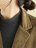 Spring Notched Collar One Button Corduroy Jacket for Women