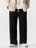 Vintage Decorative Knot Button Men Straight-Leg Pants