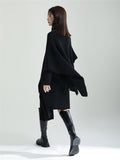 Vogue Turtleneck Irregular Hem Cape + Knitted Dress for Women