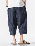 Male Summer Lightweight Vertical Striped Cropped Pants