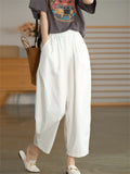 Comfy Elastic Waist Solid Color Pants for Women