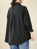 Women's Spring Retro Lapel Button Up Oversized Shirt