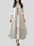 Casual Long Sleeve Maxi Linen Dress for Women