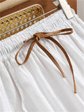 Simple Cozy Cotton Linen White Long Pants for Women