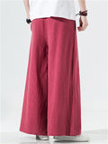 Men's Cotton Linen Loose Mid-waist Trousers