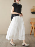 Female Simple Thin Lace Double Layered Lined Skirt