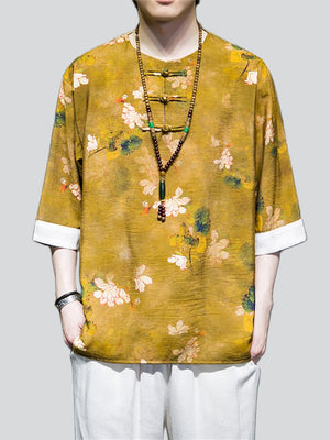 Men's Breathable Half Sleeve Floral Print T-shirts