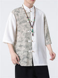 Men's Summer Fashion Half Sleeve Colorblocked Tang Suit Shirt