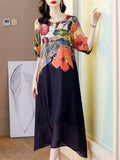 Elegant Ladies Summer Floral Print Flowy Tulle Dress