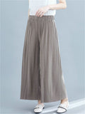 Ladies Solid Color Temperament Wide Leg Pleated Pants