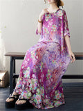 Female Comfort Multi Floral Print Short Sleeve Beach Dresses