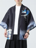 Crane Loong Lotus Print Male Traditional Chinese Shirt