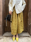 Women's Ginger Yellow Jacquard Lantern Pants for Women