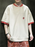 Men's Loose Chic Embroidery Contrast Color T-shirts