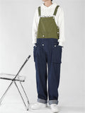 Men's Fashion Leisure Contrast Color Denim Overalls