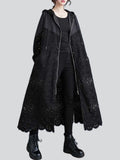 Women's Splicing Design Waist Drawstring Zipper Hooded Coat